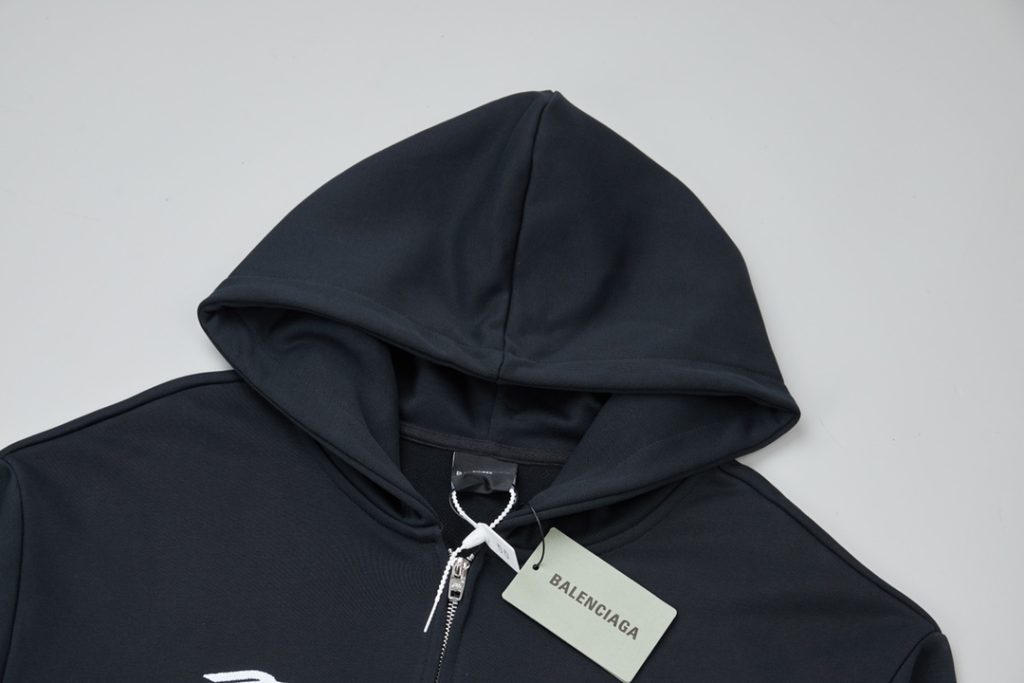 BALENCIAGA バレンシアガ フード付きジップアップパーカー パリ 10 ブラック 全2色 - 画像 3