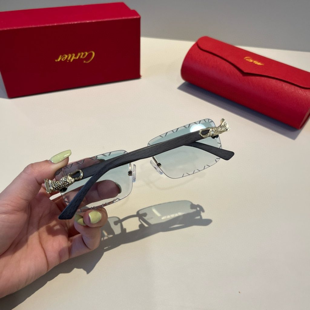 CARTIER カルティエ サングラス メタルフレーム 無縁 シルバー ブラック ランプ グラデーション キャットアイ メンズ レディース - 画像 5