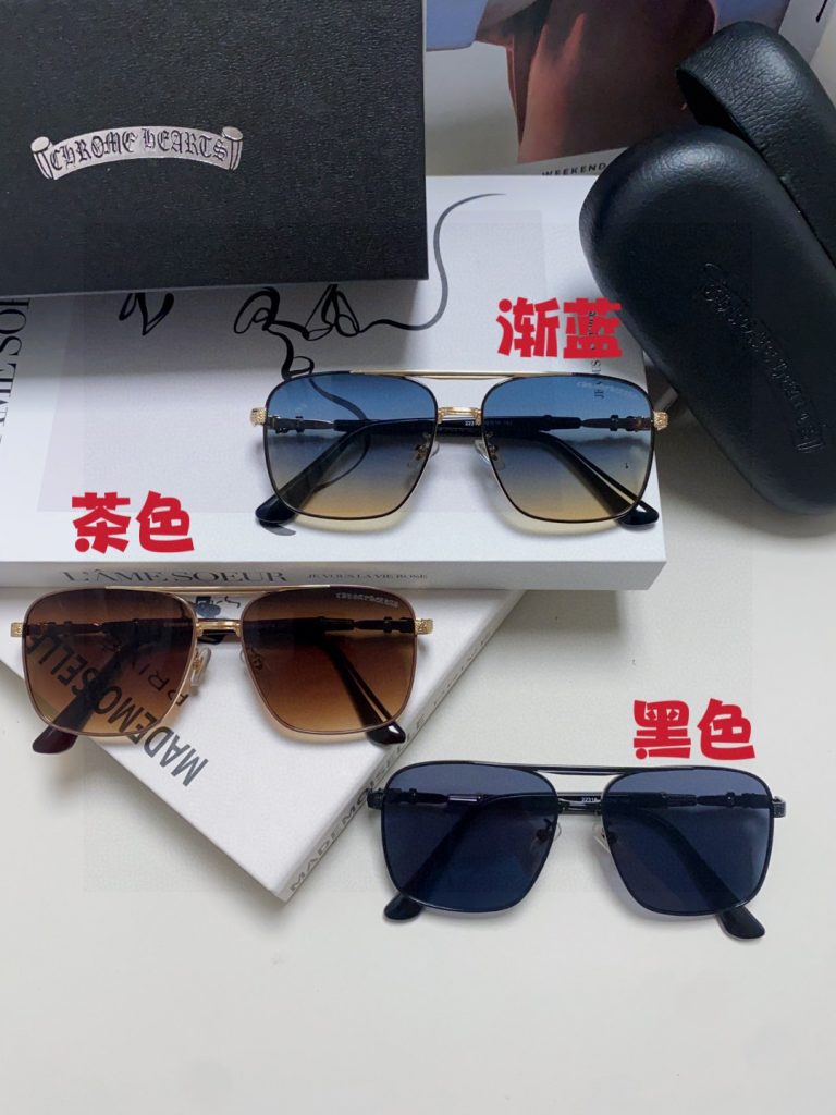 CHROME HEARTS クロムハーツ サングラス メンズ レディース ポリカーボネート フレーム ダブルブリッジ UVカット 黒 茶色 ブルー 多色展開 - 画像 2