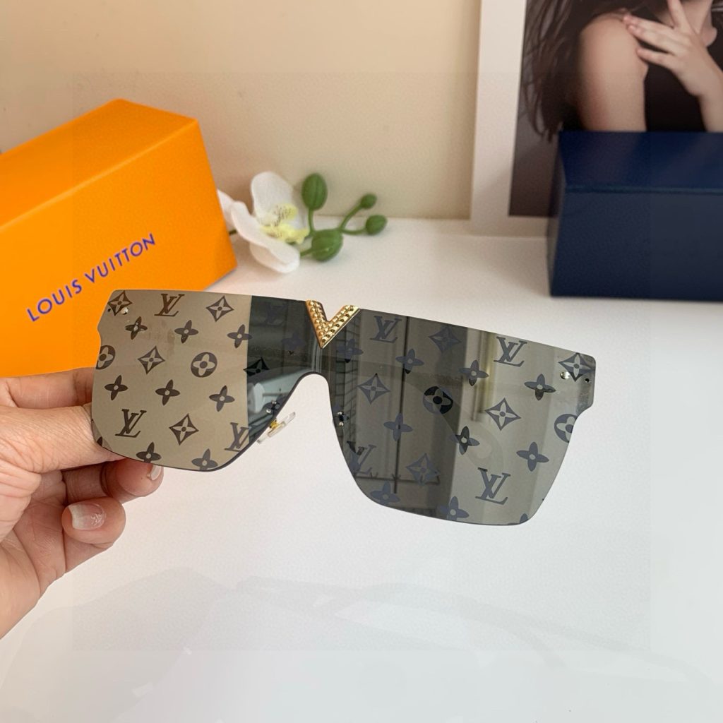 LV ルイヴィトン サングラス 一体型 モノグラム デザイン ファッショナブル レディース ブラック ブラウン 422 59□13-145 - 画像 4