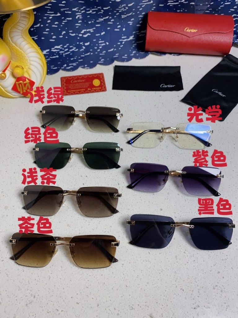 Cartier カルティエ メガネ サングラス メンズ レディース 男女兼用 シルバー ブラック マット グリーン ブルーレイカット 6色展開 - 画像 4