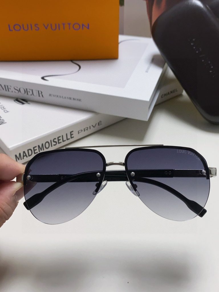 LOUIS VUITTON ルイヴィトン フライトグラス 太陽メガネ メンズ レディース 防紫外線 ブラック ゴールド 網目柄 多色展開 - 画像 6