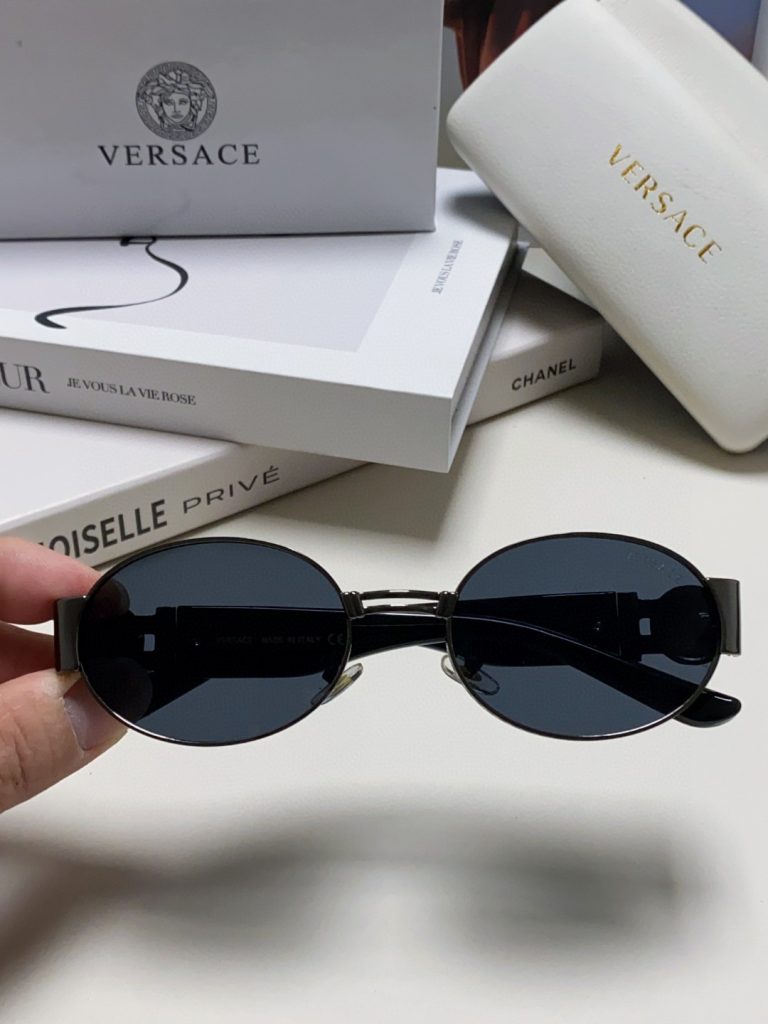 VERSACE ヴェルサーチ サングラス メガネ型 メンズ レディース フラットサングラス 35mm ブラック グリーン メダリオン フレーム 35mm 全2色 - 画像 5