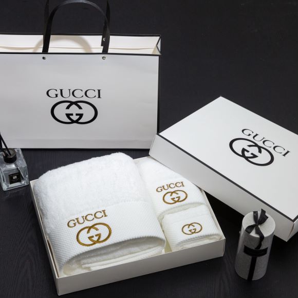 タオルセット　GUCCI/グッチバスタオル3枚セット　パレオ/湯上がりタオル　デイリータオル　お風呂グッズ家庭用　吸水性　4色 - 画像 2