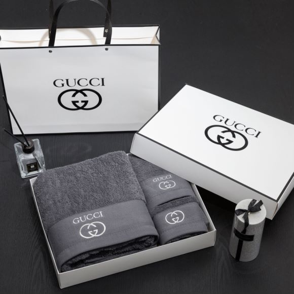 タオルセット　GUCCI/グッチバスタオル3枚セット　パレオ/湯上がりタオル　デイリータオル　お風呂グッズ家庭用　吸水性　4色 - 画像 5