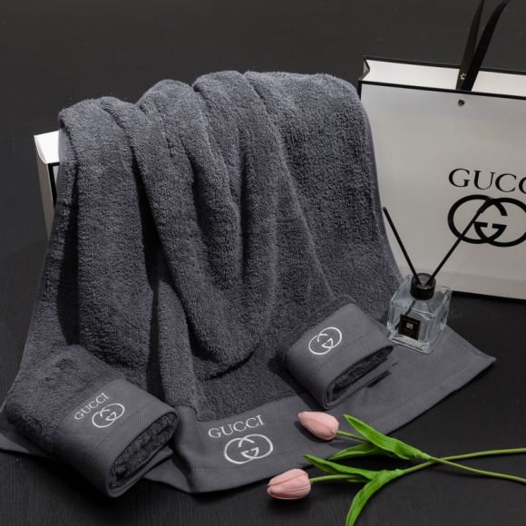 タオルセット　GUCCI/グッチバスタオル3枚セット　パレオ/湯上がりタオル　デイリータオル　お風呂グッズ家庭用　吸水性　4色 - 画像 6