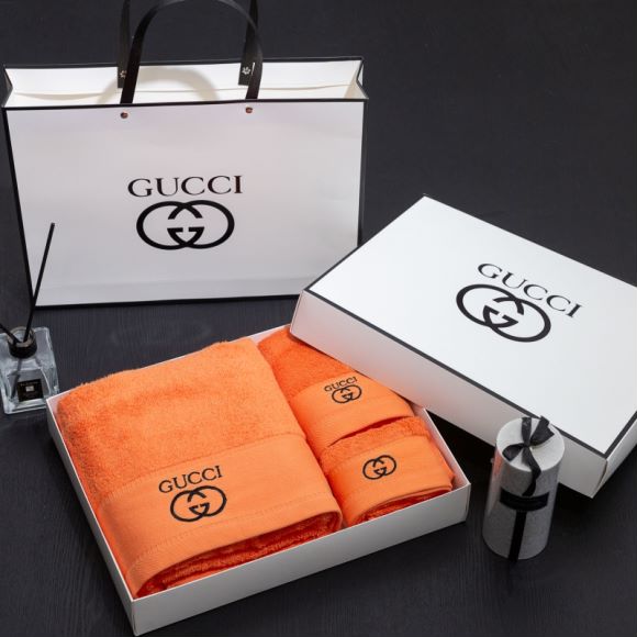 タオルセット　GUCCI/グッチバスタオル3枚セット　パレオ/湯上がりタオル　デイリータオル　お風呂グッズ家庭用　吸水性　4色 - 画像 4