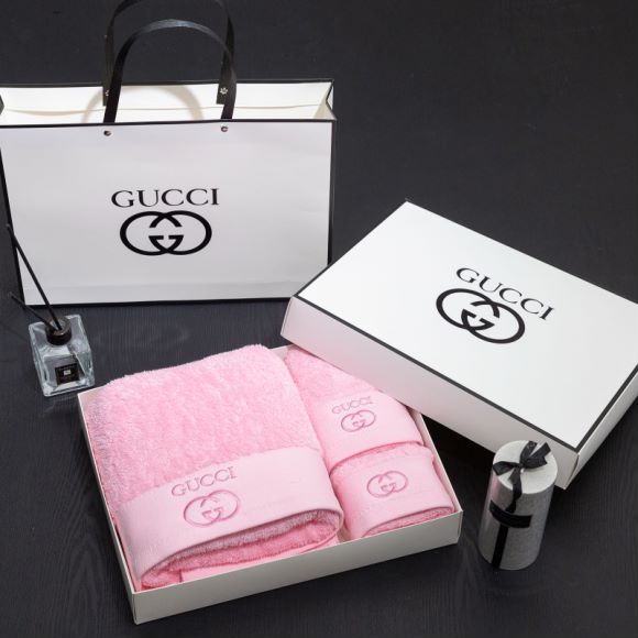タオルセット　GUCCI/グッチバスタオル3枚セット　パレオ/湯上がりタオル　デイリータオル　お風呂グッズ家庭用　吸水性　4色 - 画像 3