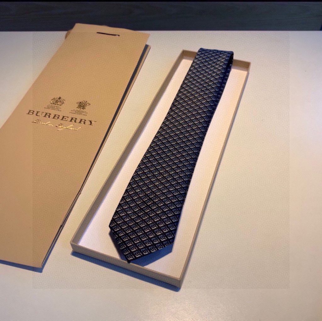BURBERRY風 ネクタイ プレゼント ホスト 衣装 高級シルク調 光沢 ネイビー - 画像 5