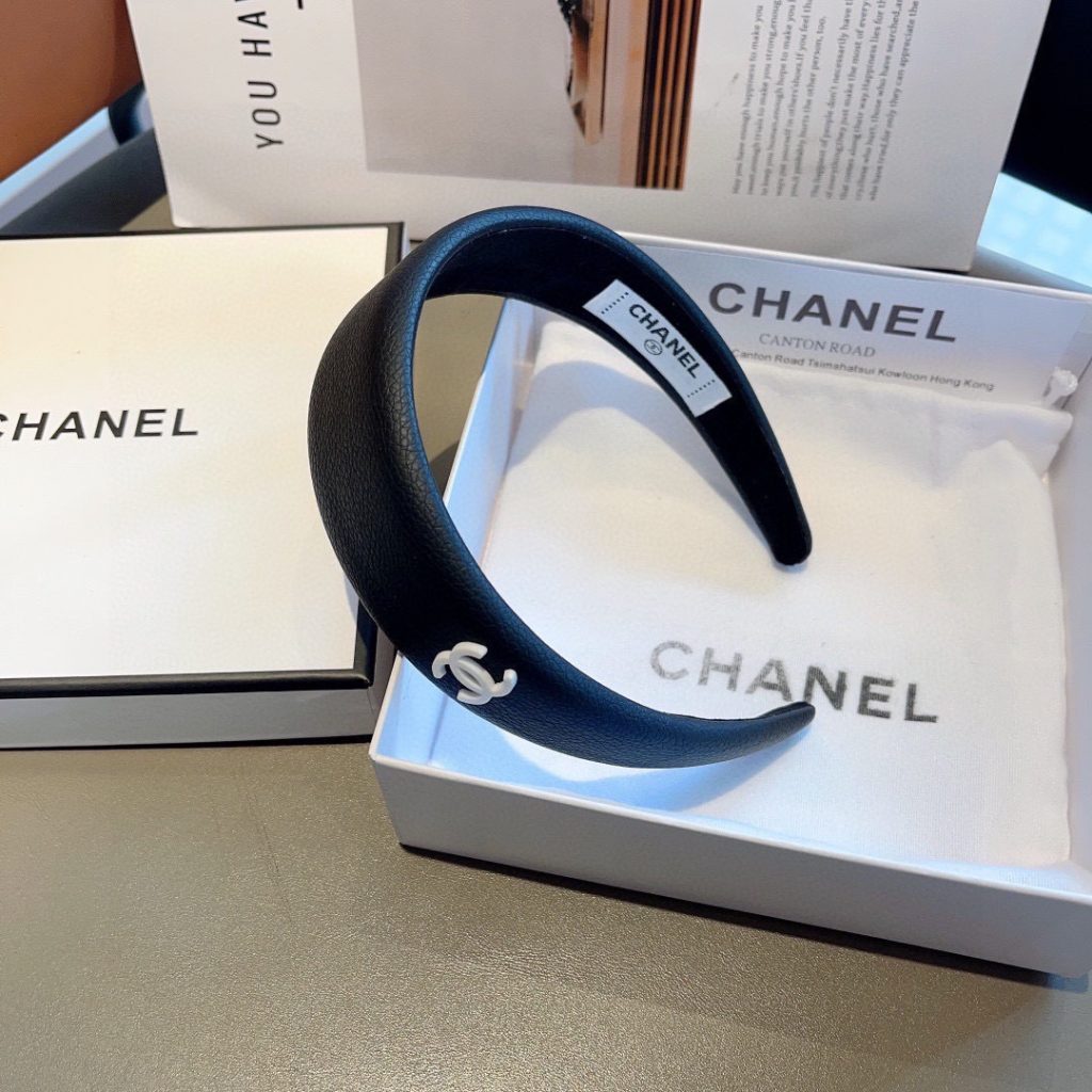CHANEL シャネル ヘアバンド 本革 通勤 ブラック ホワイト - 画像 4