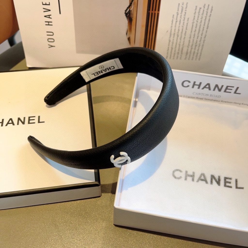 CHANEL シャネル ヘアバンド 本革 通勤 ブラック ホワイト - 画像 5
