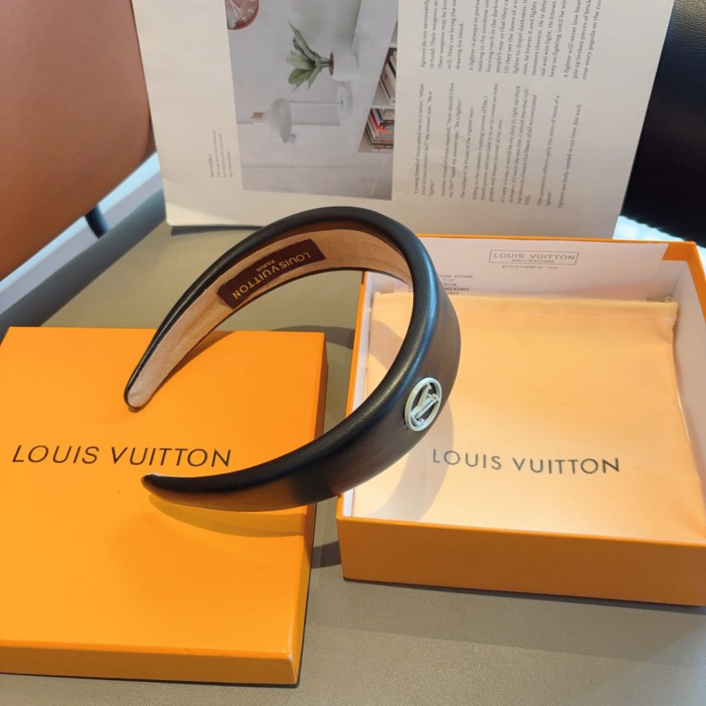 LOUIS VUITTON ルイヴィトン ヘアバンド 本革 ブラック ホワイト オレンジ ブルー 全4色 - 画像 8