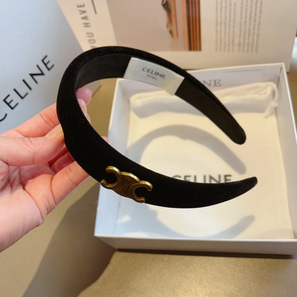 CELINE シャネル ヘアバンド 本革 ブラック - 画像 6