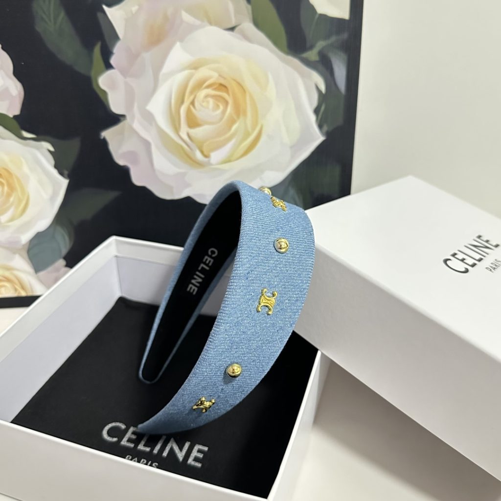 CELINE シャネル ヘアアクセサリー 青 デニム風 シルバーデザイン 全3色 - 画像 6