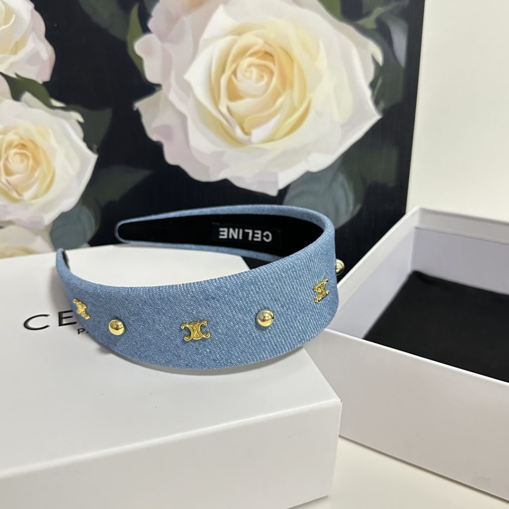 CELINE シャネル ヘアアクセサリー 青 デニム風 シルバーデザイン 全3色 - 画像 8