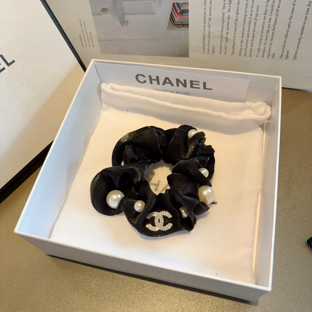 CHANEL シャネル ヘアゴム 本革 ピンクゴールド ブラック - 画像 6