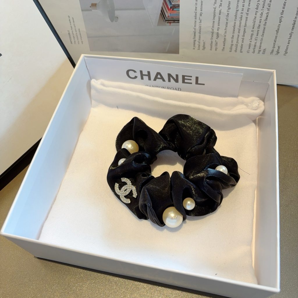 CHANEL シャネル ヘアゴム 本革 ピンクゴールド ブラック - 画像 7