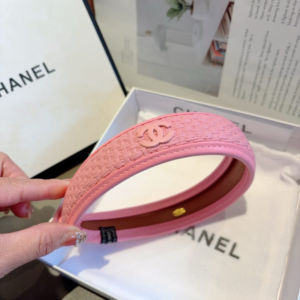 CHANEL シャネル ヘアバンド 本革 ブランド アンダーヘアバンド ピンク ホワイト ブラック 全3色 - 画像 7