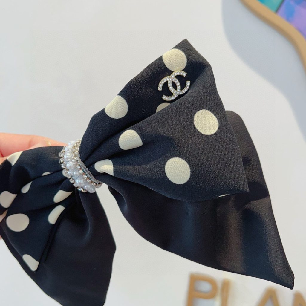CHANEL シャネル ボウ留 本革 ポルカドット ピンク ファッションヘアアクセサリー 全3色 - 画像 4