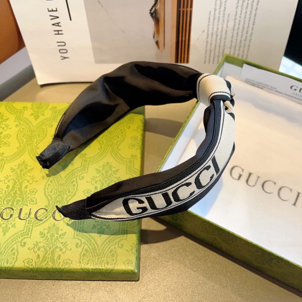 GUCCI グッチ サテンヘアバンド 本革 ブラック 全1色 - 画像 8