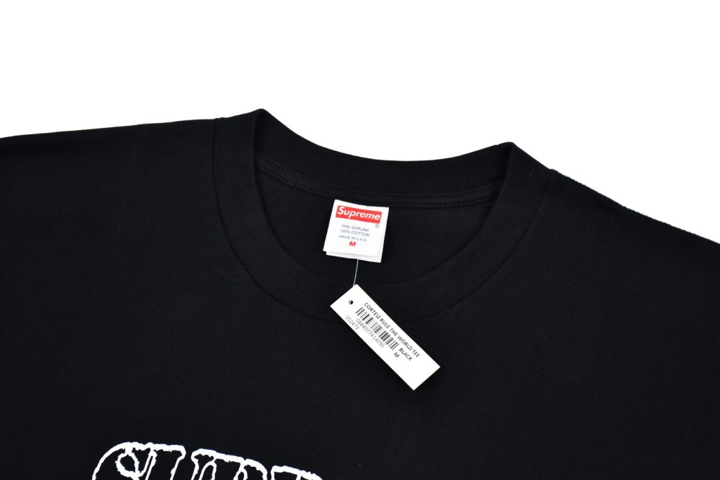 SUPREME スーパー ロゴTシャツ 本革 通勤 通学 ブラック - 画像 3