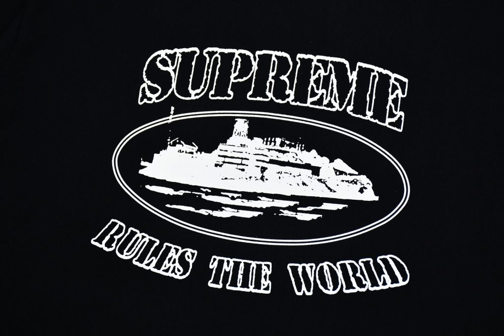 SUPREME スーパー ロゴTシャツ 本革 通勤 通学 ブラック - 画像 5