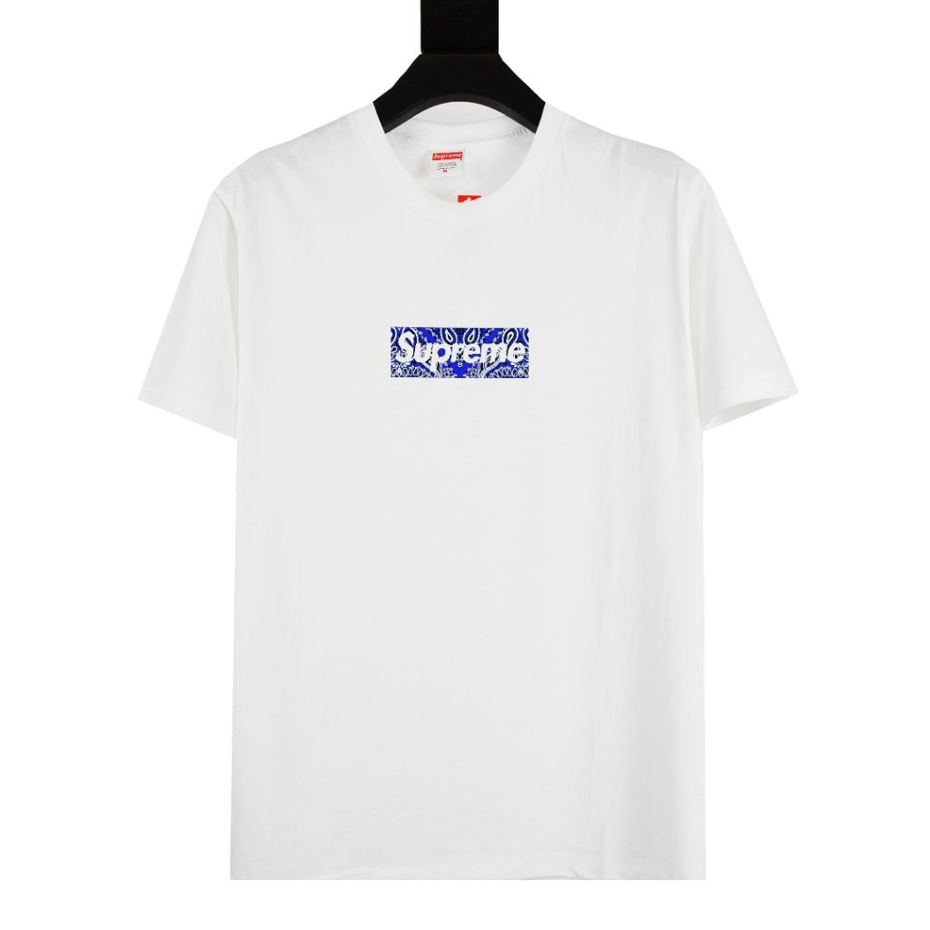 SUPREME スープレム バンダナボックスロゴTシャツ ブルー 黒 全2色 ファッション|休日に失敗しにくい選び方