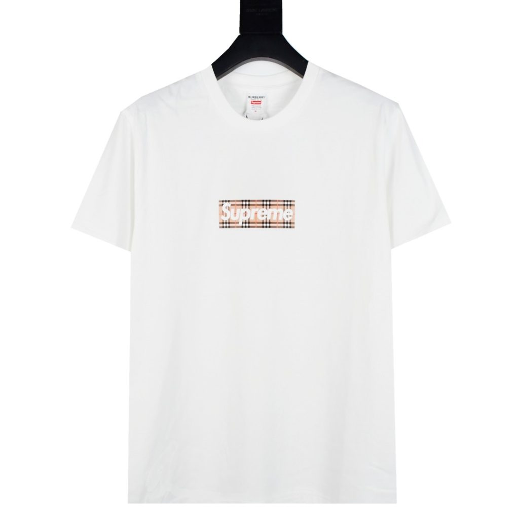 Supreme スュプリーム BURBERRY バーバリー ボックスロゴTシャツ ブラック/ホワイト 全2色 - 画像 2