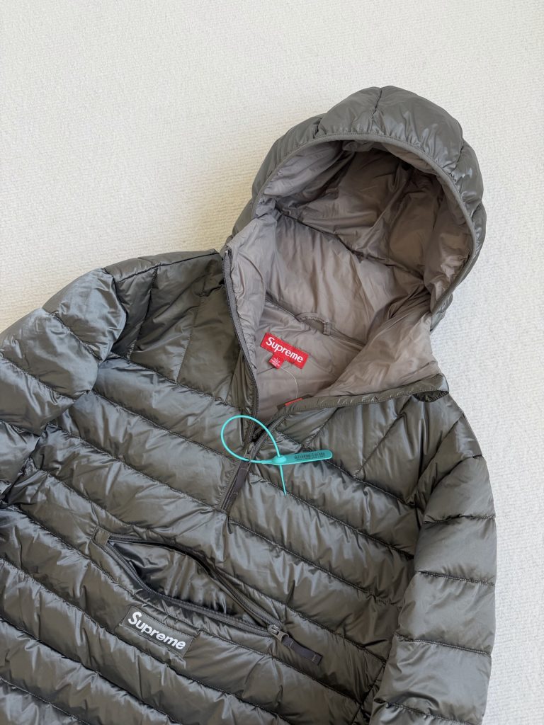 SUPREME スーパー ダウンジャケット 本革 軽量 ブラック - 画像 2