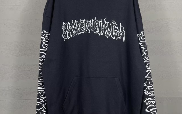 BALENCIAGA バレンシアガ ハローファン ロゴプリント フラットカット ロゴ オーバーサイズ リブ カジュアル パーカー