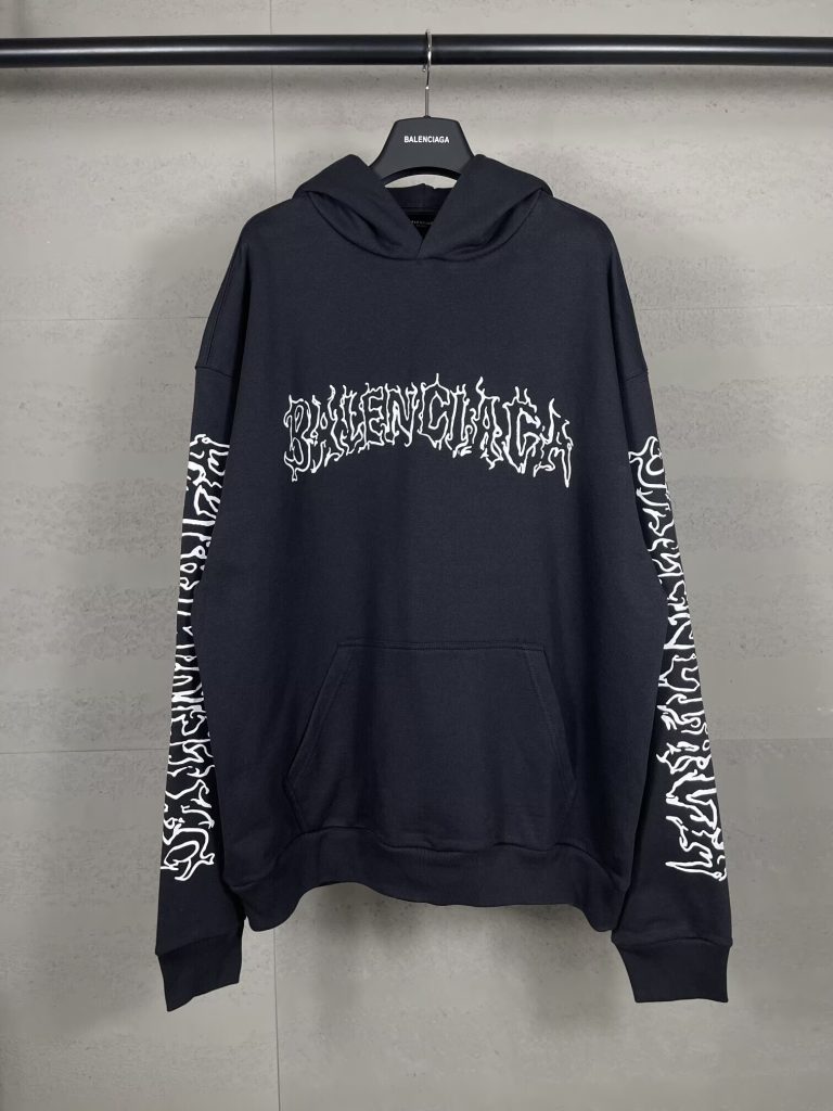 BALENCIAGA バレンシアガ ハローファン ロゴプリント フラットカット ロゴ オーバーサイズ リブ カジュアル パーカー