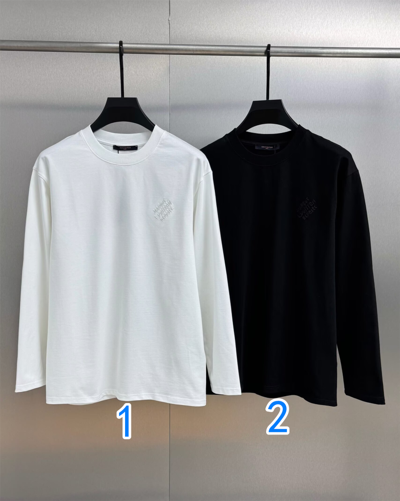 Louis Vuittonルイ・ヴィトン メンズ ロングスリーブTシャツ 黒/白 2色入|カフェに使いやすいファッションアイテムを写真で確認