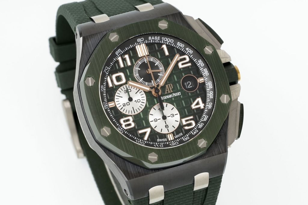 AP AUDERMARS PIGUET オーデマ・ピゲ メンズ 腕時計 クロノグラフ 本革 軽量 グリーン - 画像 2