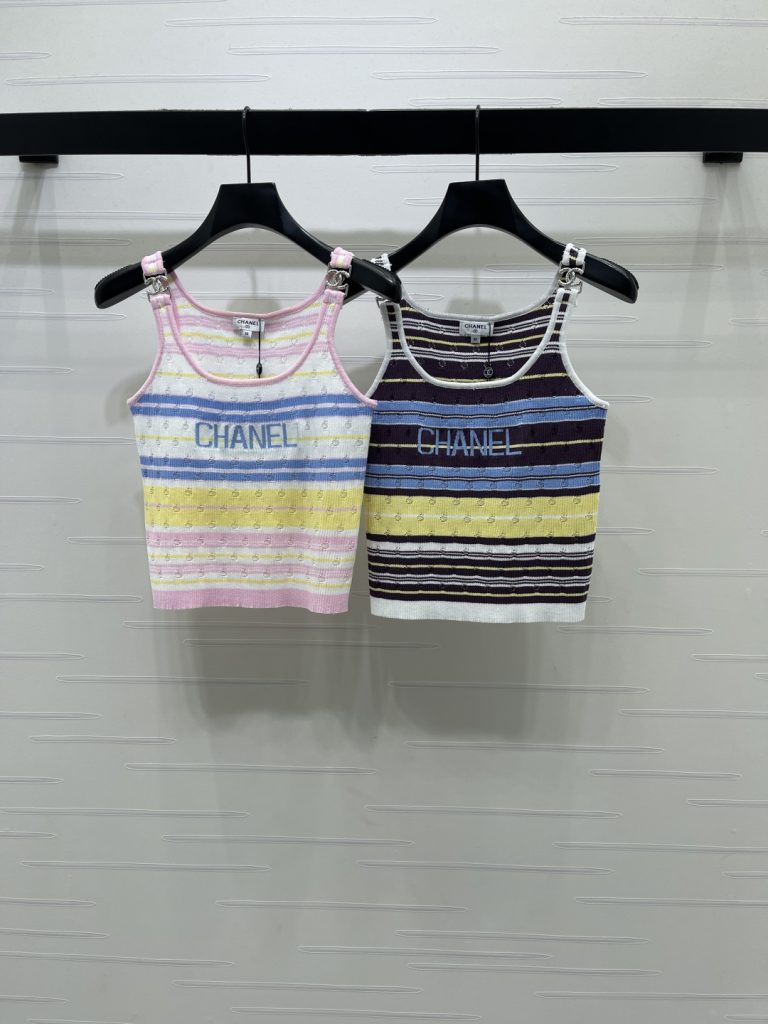 CHANEL シャネル ニット タンクトップ レディース 通気性 ファッション カラーブロッ…｜カフェに使いやすいファッションアイテムを写…