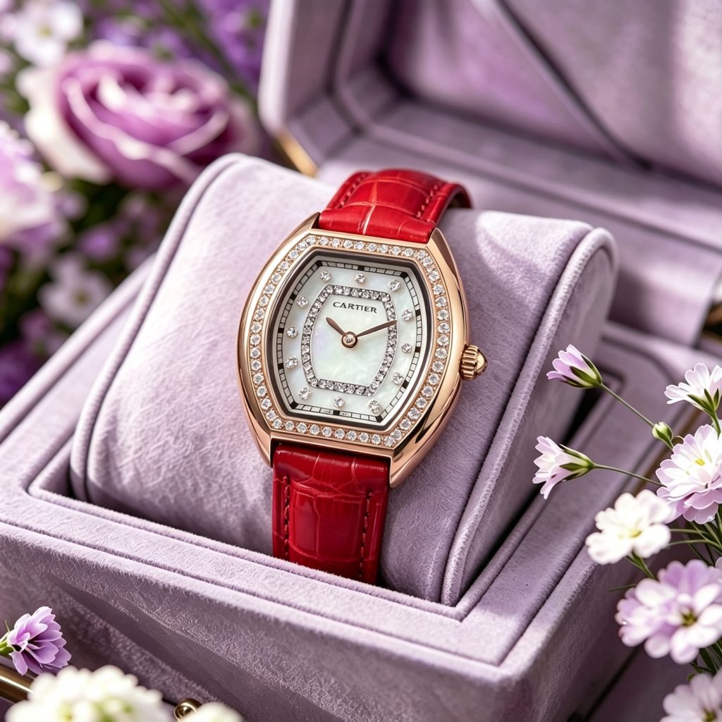 CARTIER カルティエ Mini 酒桶型 時計 レディース レッド 腕時計|会食の日に写真で選び方を確認