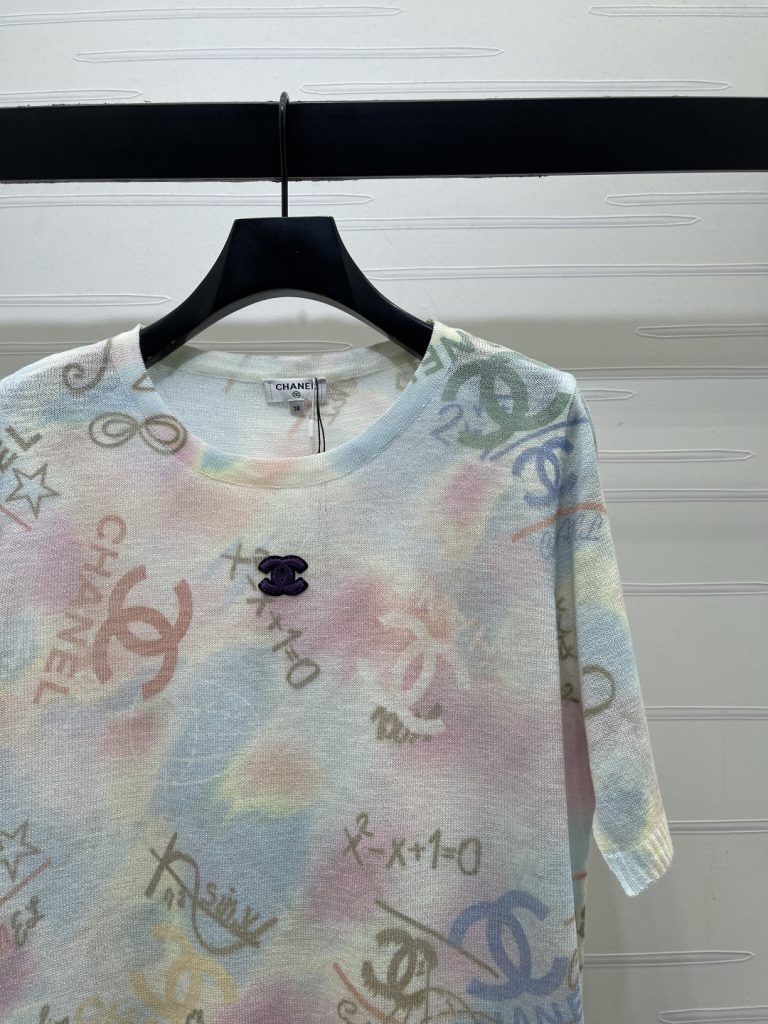 CHANEL コピー ニットTシャツ 彩色プリント ロゴ柄 ファッション レディース 3色展開 - 画像 2