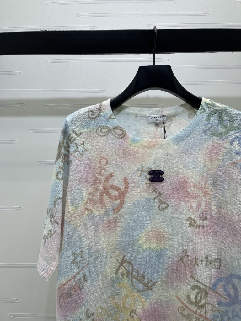 CHANEL コピー ニットTシャツ 彩色プリント ロゴ柄 ファッション レディース 3色展開 - 画像 3