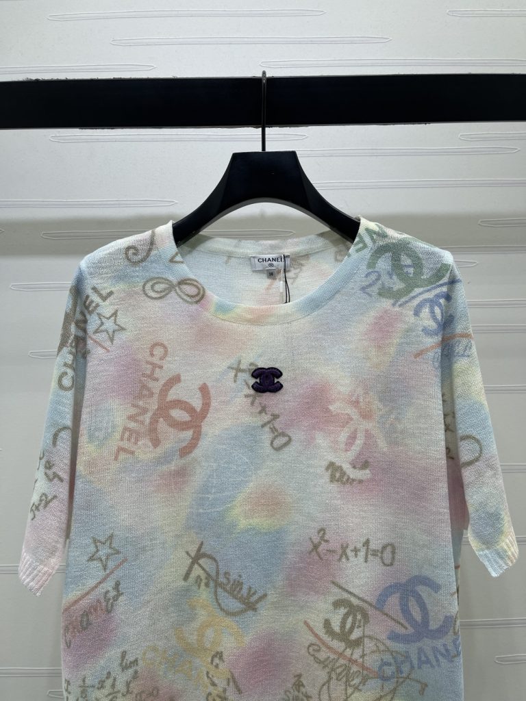 CHANEL コピー ニットTシャツ 彩色プリント ロゴ柄 ファッション レディース 3色展開 - 画像 4