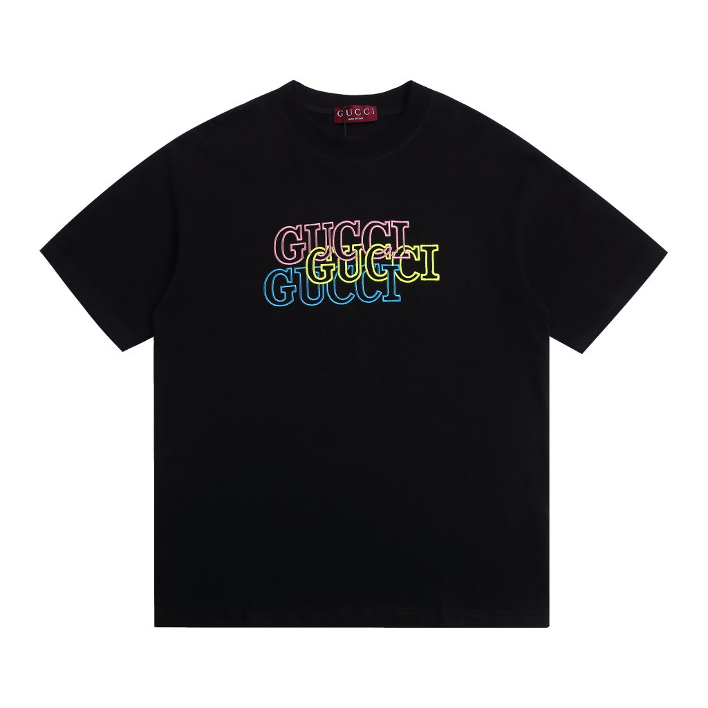 グッチ　GUCCI　Tシャツ　刺繍　クルーネックTシャツ　シャツ　半袖Tシャツ　カップルコーデ　Tshirt　男女兼用 - 画像 2