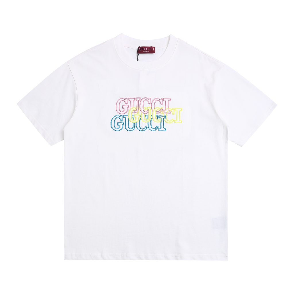 グッチ　GUCCI　Tシャツ　刺繍　クルーネックTシャツ　シャツ　半袖Tシャツ　カップルコーデ　Tshirt　男女兼用 - 画像 3