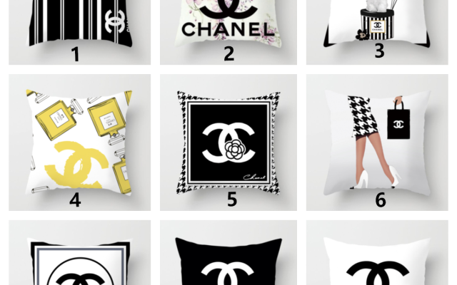 CHANEL　シャネル　クッションカバー　クッション中身あり　シャネルリネン生地カバー/ベルベット生地カバー　背当て