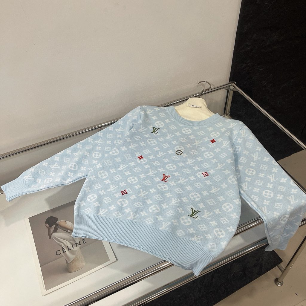 Louis Vuittonルイヴィトン 100%コットン 半袖ニットセット ブルー 2点セット - 画像 4