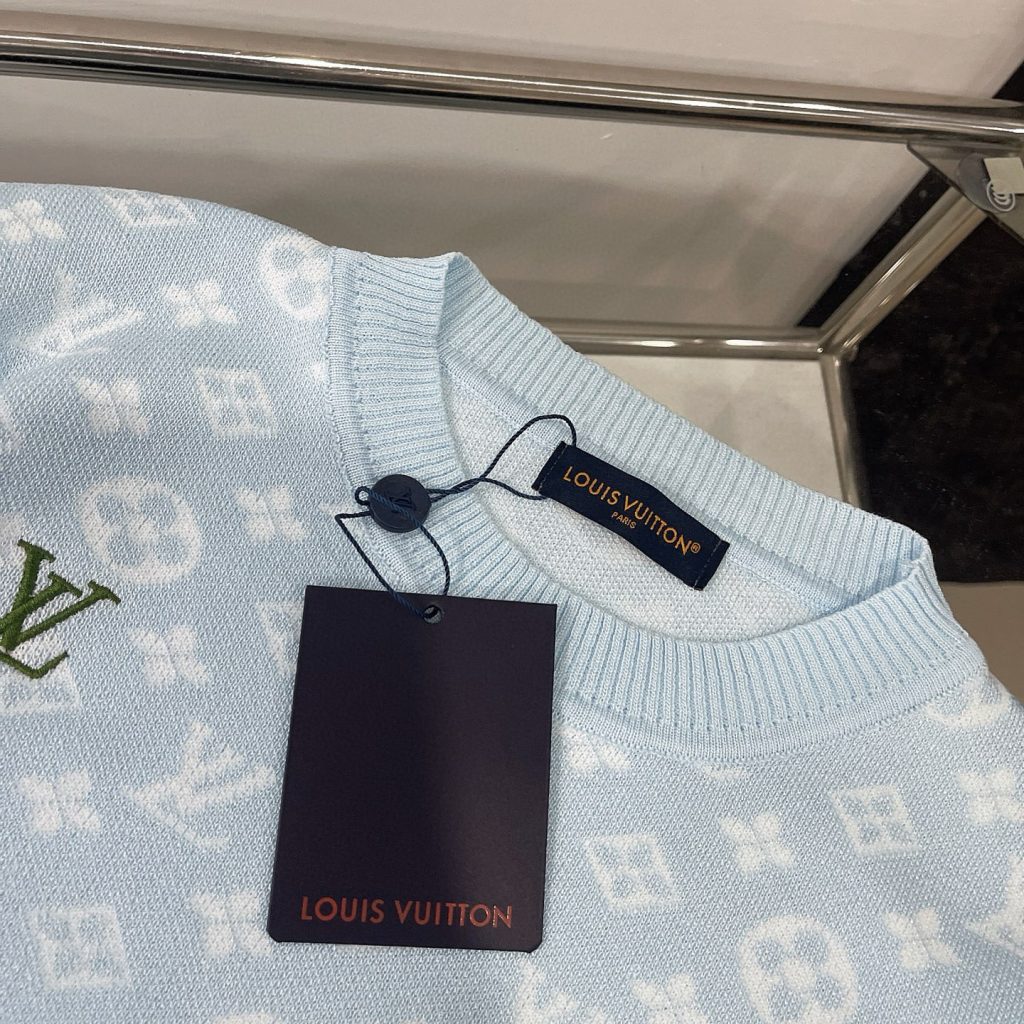 Louis Vuittonルイヴィトン 100%コットン 半袖ニットセット ブルー 2点セット - 画像 8