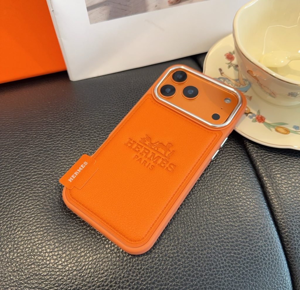 iPhoneケースHERMES ファッションスマホケース オレンジ&ベージュ 2色入 🍊 - 画像 4