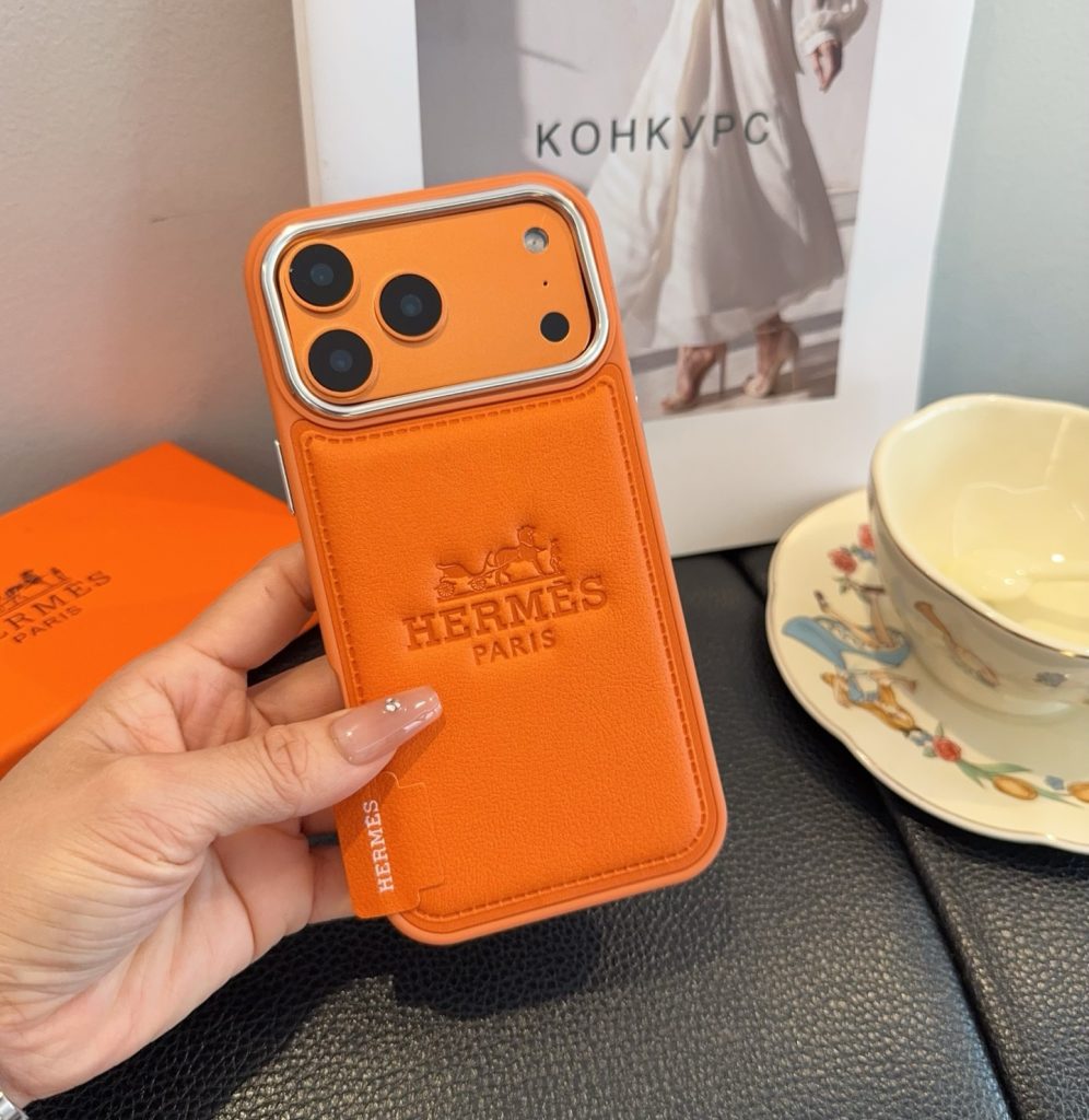 iPhoneケースHERMES ファッションスマホケース オレンジ&ベージュ 2色入 🍊 - 画像 7
