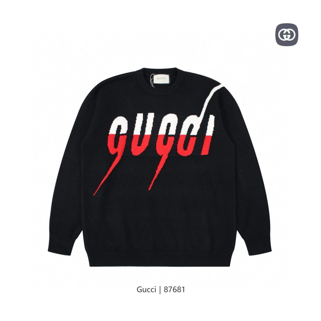 GucciGUCCI ニットセーター ブラック ロゴデザイン 1色|休日に使いやすいファッションアイテムを写真で確認