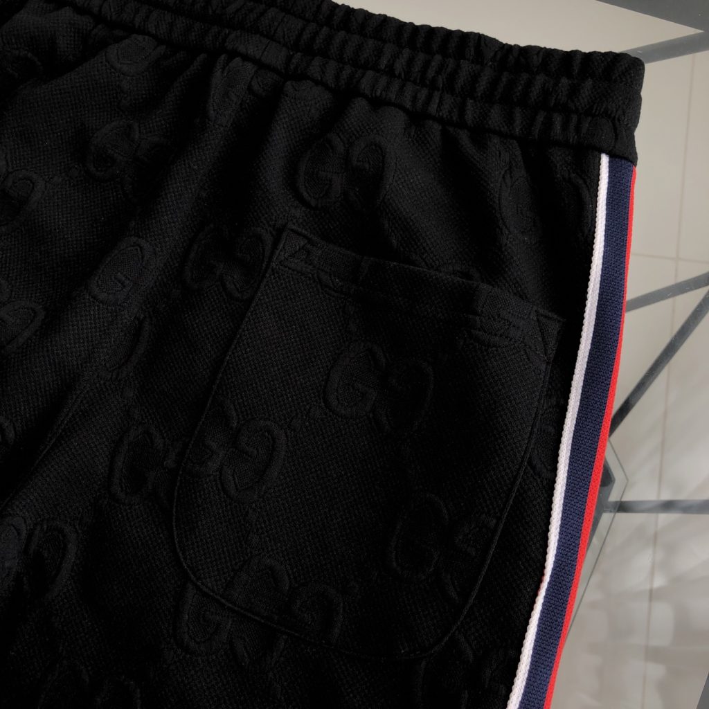 GUCCI スウェットパンツ ブラック 3色ストライプ メンズ - 画像 6