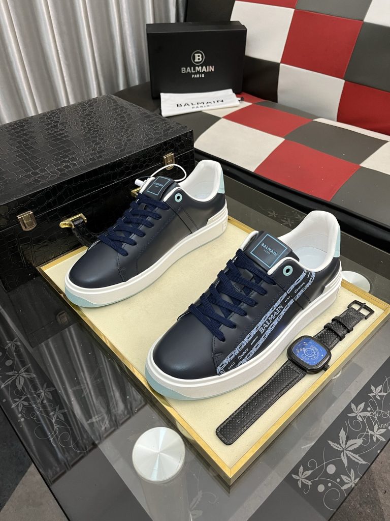 BALMAIN メンズ スニーカー ブルーブラック ファッション ブランド シューズ 1足 64文字 - 画像 2