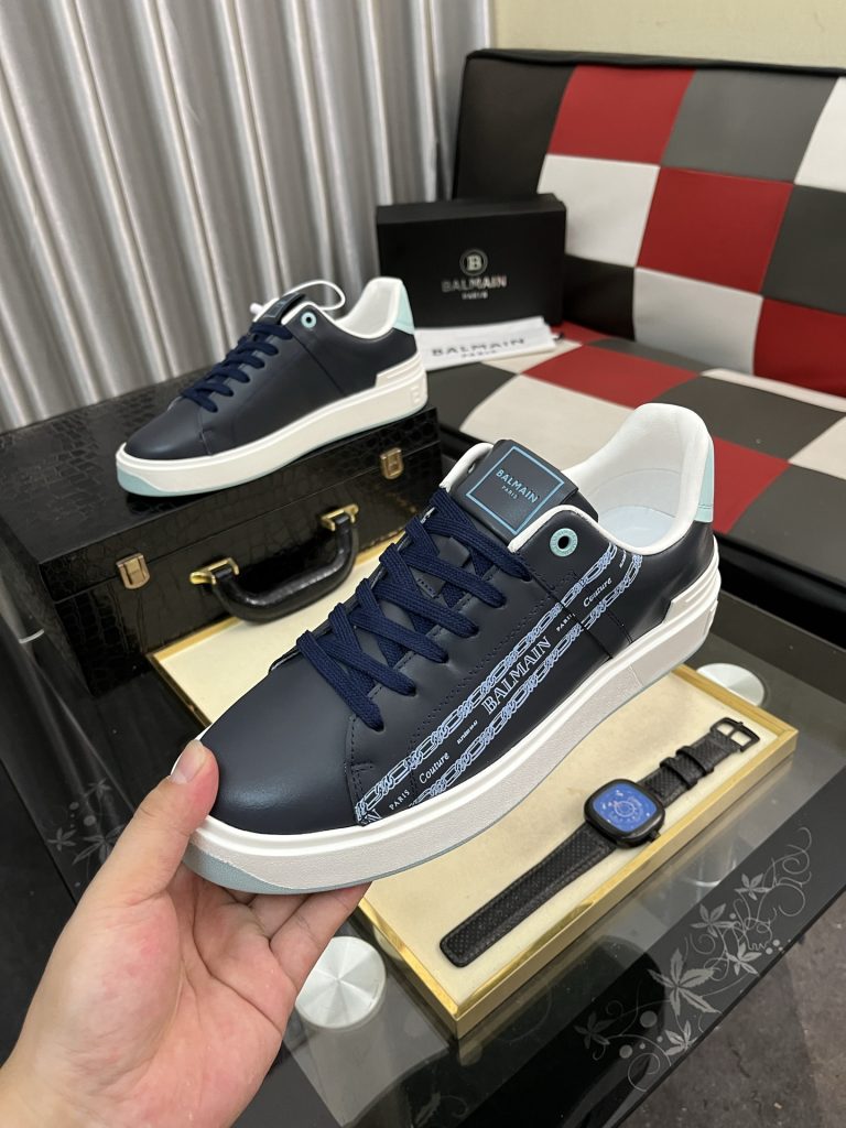 BALMAIN メンズ スニーカー ブルーブラック ファッション ブランド シューズ 1足 64文字 - 画像 5
