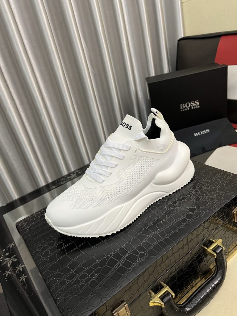 HUGO BOSS 男士运动鞋 白色 36-46 网面透气 舒适休闲鞋｜雨の日に使いやすいシューズを写真で確認